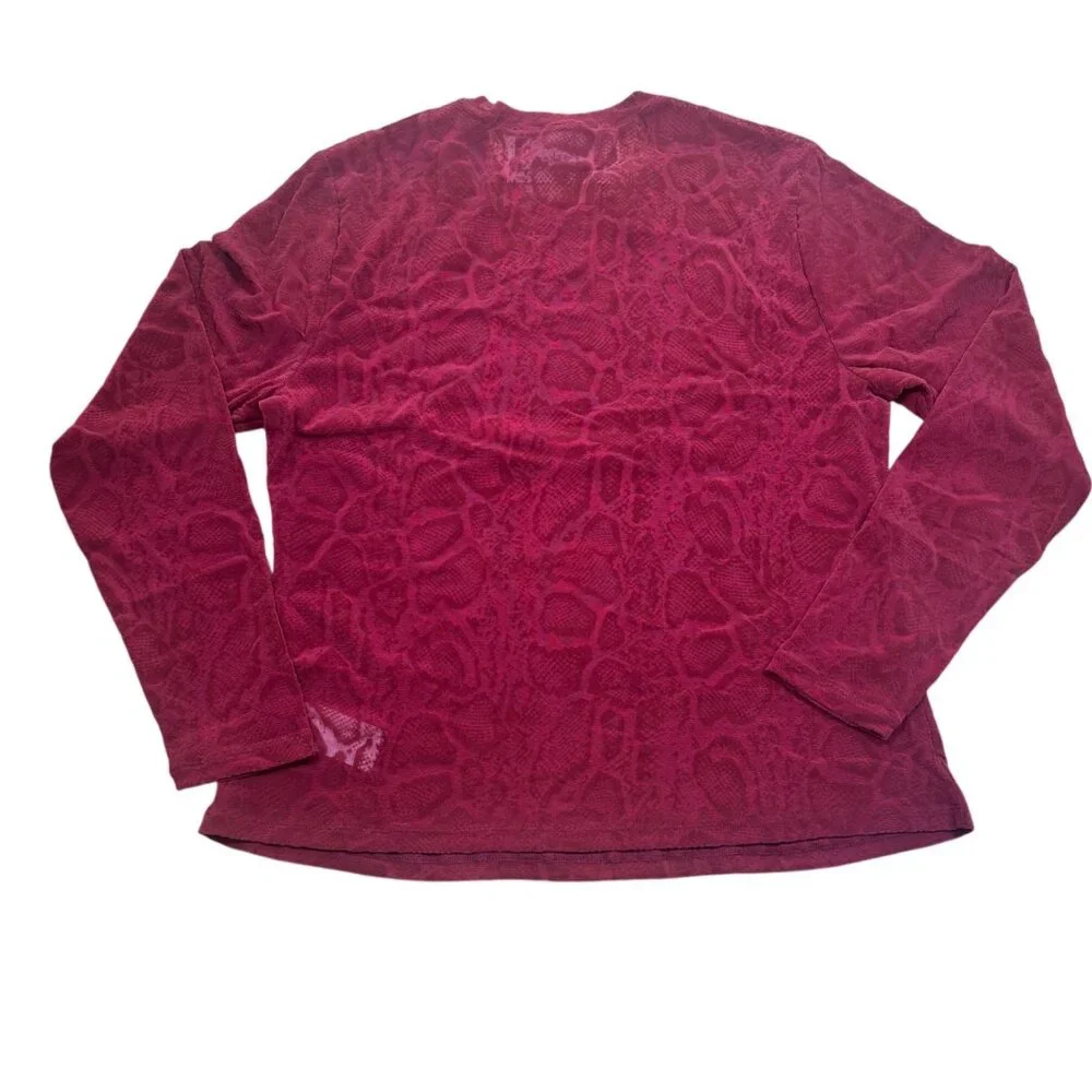 NWT Nina Parker Plus Snake Printed Party Wear Blouse 1X Burgundy - Picture 3 of 5